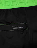 Dolce & Gabbana Black Green Logo Waistband Beachwear Short Swimwear