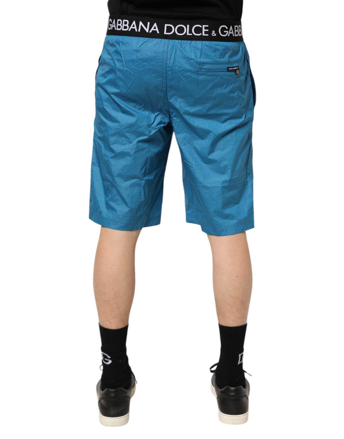 Dolce & Gabbana Blue Logo Waistband Beachwear Shorts Swimwear