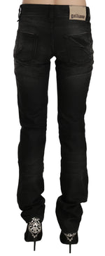 John Galliano Black Washed Mid Waist Regular Leg Skinny Denim Jeans