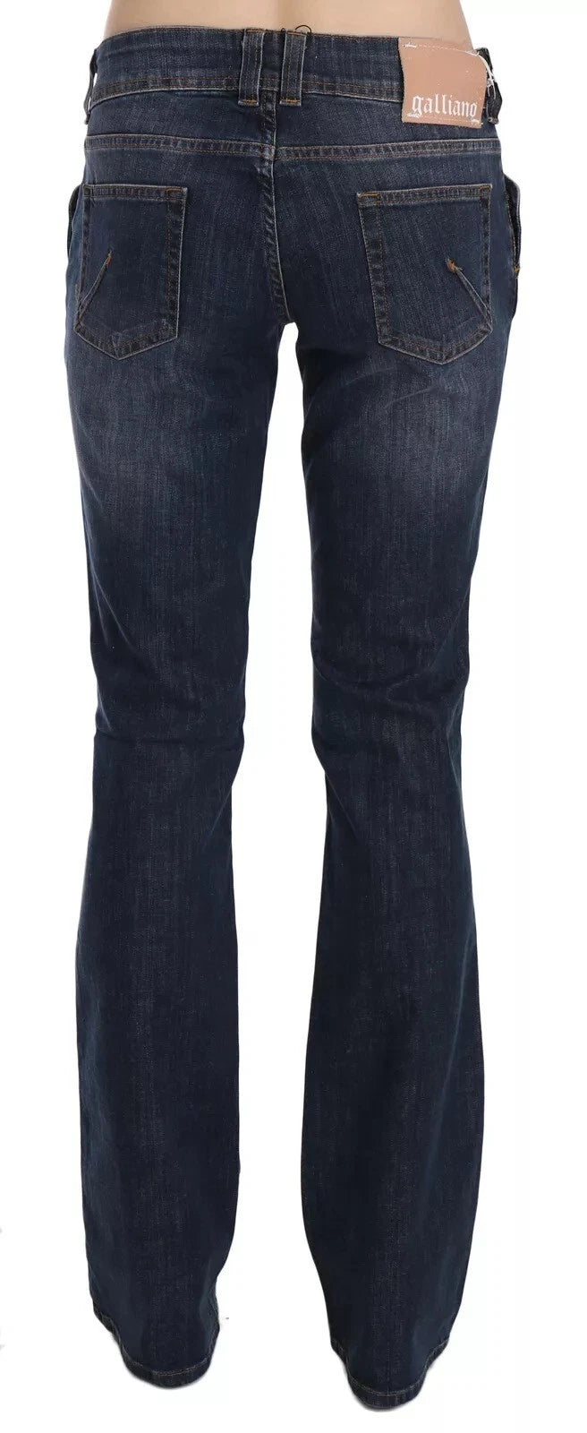John Galliano Blue Washed Mid Waist Flared Denim Casual Pants Jeans
