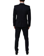 Dolce & Gabbana Black Wool 3 Piece Slim Fit Formal Men Suit