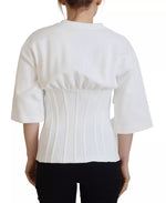 Dolce & Gabbana White Cotton Corset Stretch TopT-shirt