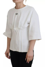 Dolce & Gabbana White Cotton Corset Stretch TopT-shirt