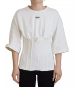 Dolce & Gabbana White Cotton Corset Stretch TopT-shirt