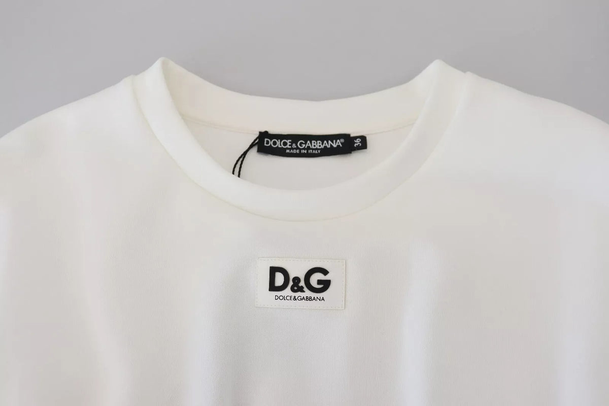 Dolce & Gabbana White Cotton Corset Stretch TopT-shirt