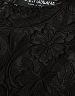 Dolce & Gabbana Black Silk Lace Trim Long Sleeves Blouse Top