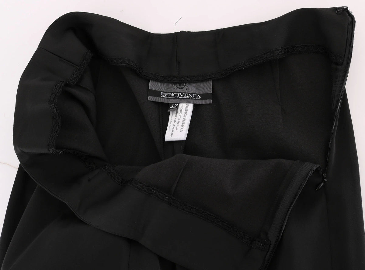 BENCIVENGA Black Stretch Straight Fit Dress Trousers Pants