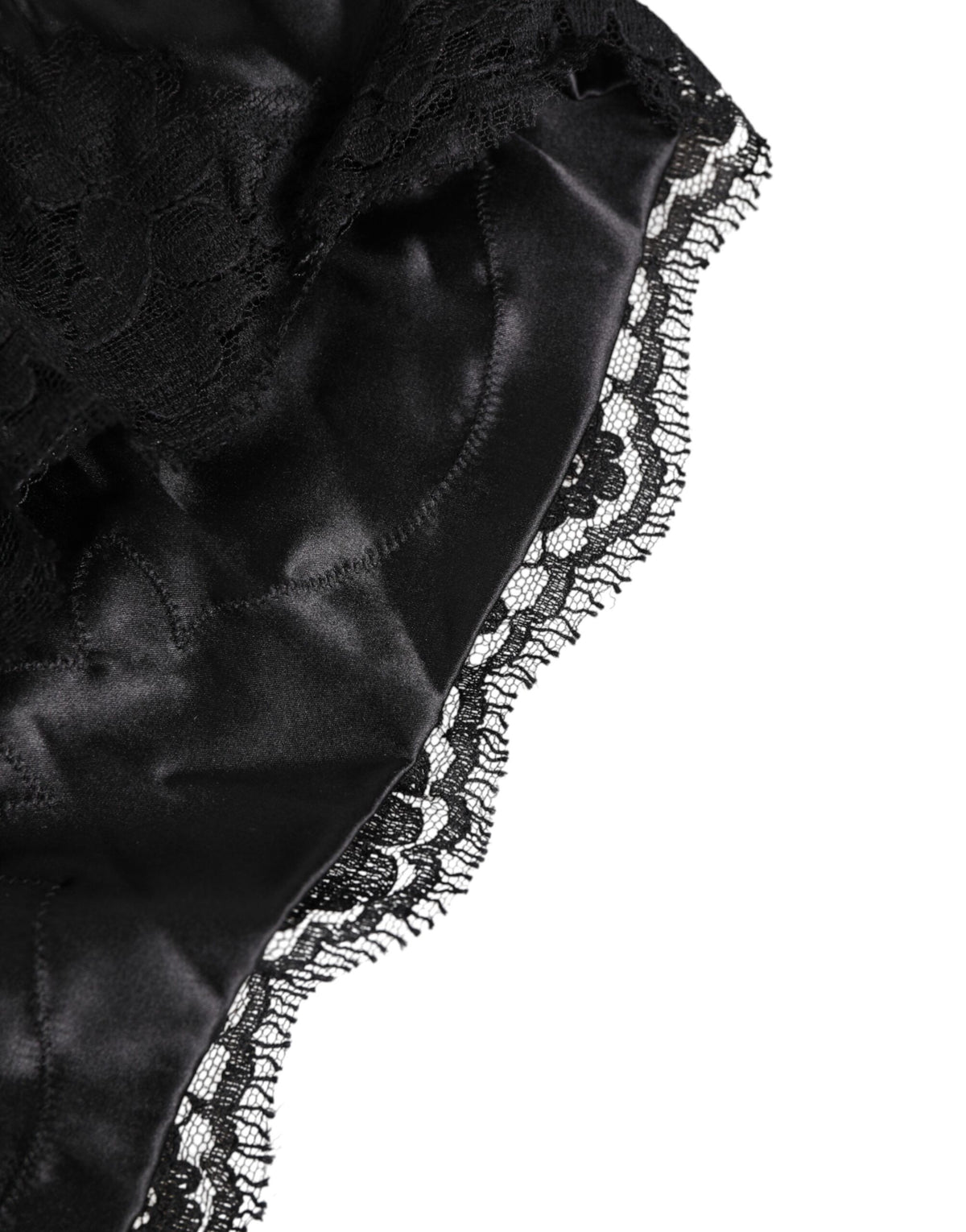 Dolce & Gabbana Black Silk Satin Lace Trim PantyUnderwear