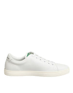 Dolce & Gabbana White Leather Rose Embroidery Low-TopShoes
