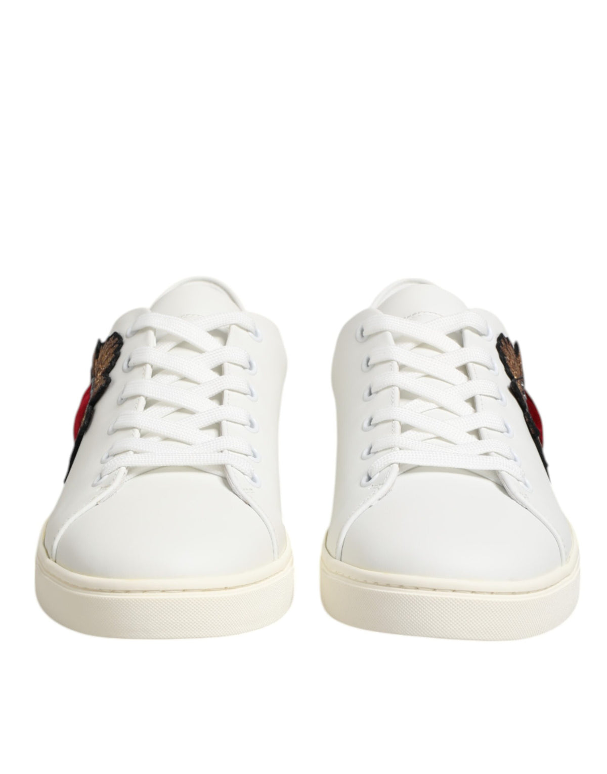 Dolce & Gabbana White Leather Sacre Heart Patch SneakersShoes