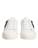 Dolce & Gabbana White Leather Sacre Heart Patch SneakersShoes