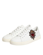 Dolce & Gabbana White Leather Sacre Heart Patch SneakersShoes
