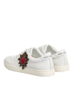 Dolce & Gabbana White Leather Sacre Heart Patch SneakersShoes