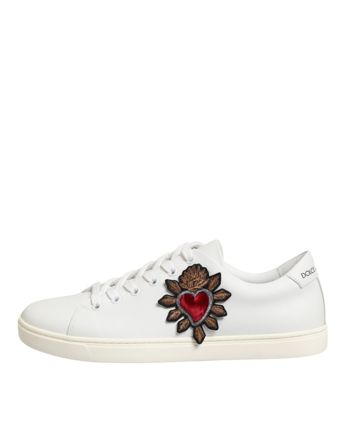 Dolce & Gabbana White Leather Sacre Heart Patch SneakersShoes