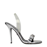 Versace Gray Leather Stiletto Heels Sandals