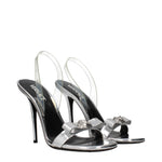 Versace Gray Leather Stiletto Heels Sandals