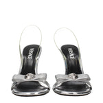 Versace Gray Leather Stiletto Heels Sandals