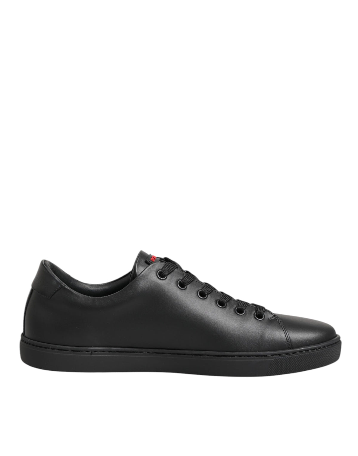 Dolce & Gabbana Black Leather Crystal Heart Low Top SneakersShoes