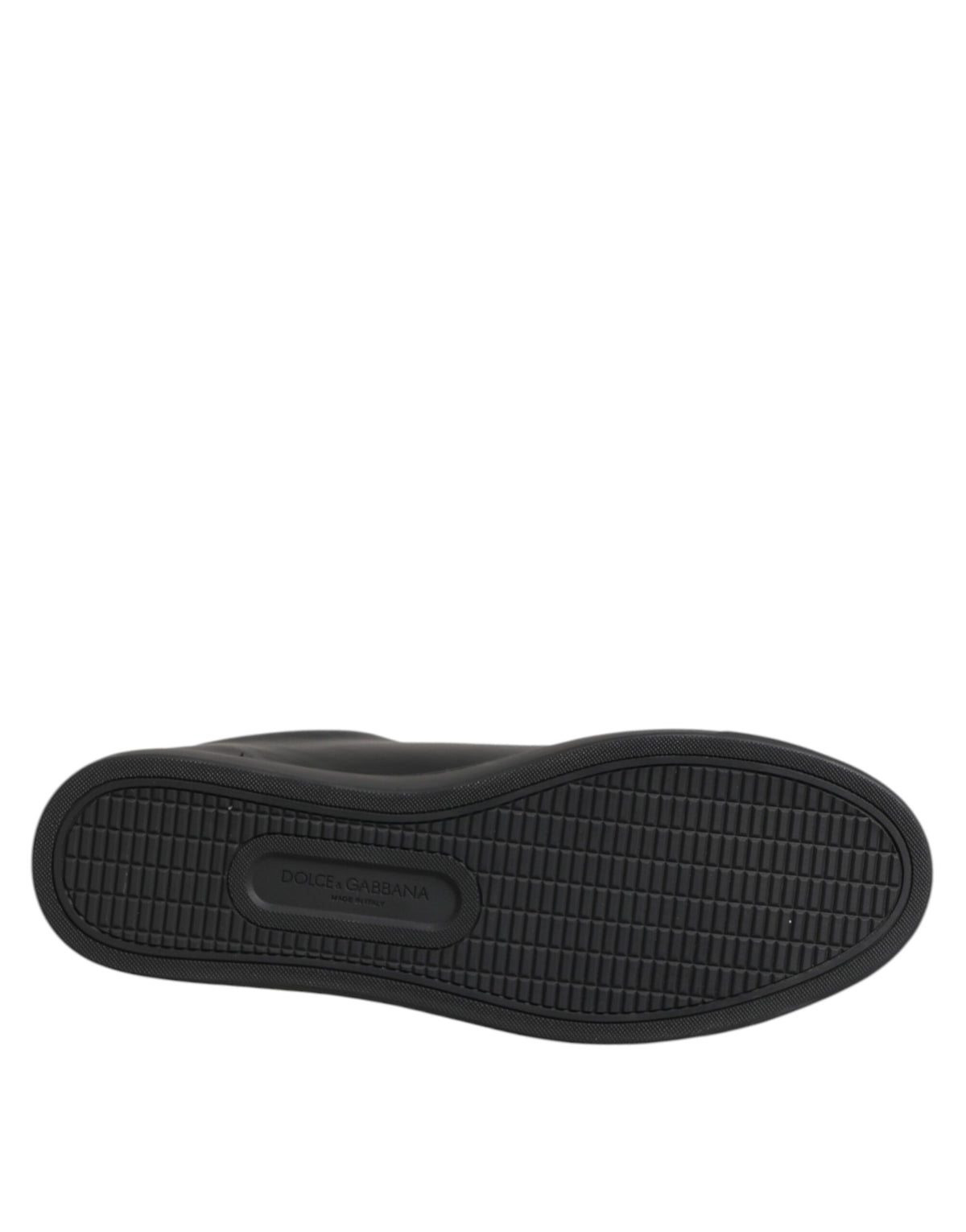 Dolce & Gabbana Black Leather Crystal Heart Low Top SneakersShoes