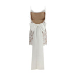 Self-Portrait Short satin Dress with lace bow