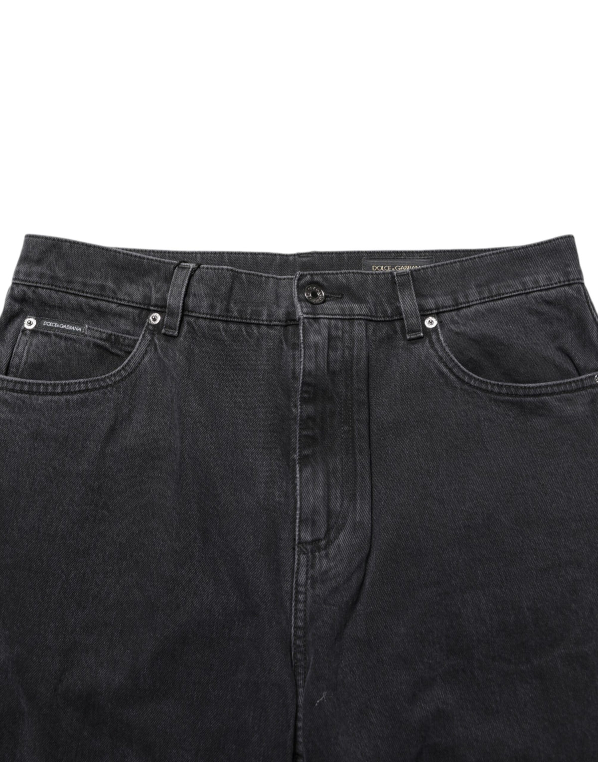 Dolce & Gabbana Black Denim Wide Leg Relaxed Fit Pants Jeans