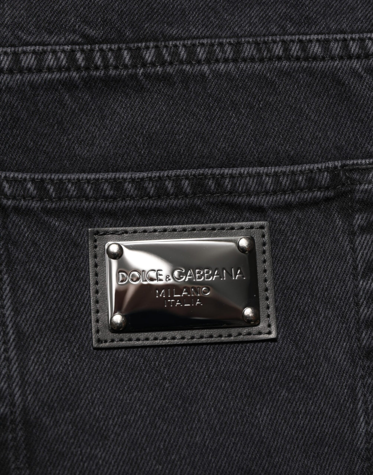Dolce & Gabbana Black Cotton Logo Men Mid Waist Denim Jeans