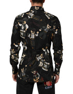 Dolce & Gabbana Black Cowboy Collared GOLD Formal Dress Shirt