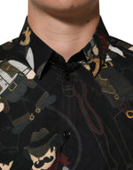 Dolce & Gabbana Black Cowboy Collared GOLD Formal Dress Shirt