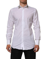 Dolce & Gabbana White Crown Collared GOLD Formal DressShirt