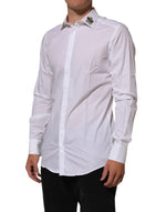 Dolce & Gabbana White Crown Collared GOLD Formal DressShirt