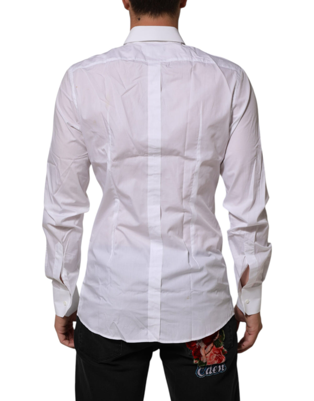 Dolce & Gabbana White Crown Collared GOLD Formal DressShirt