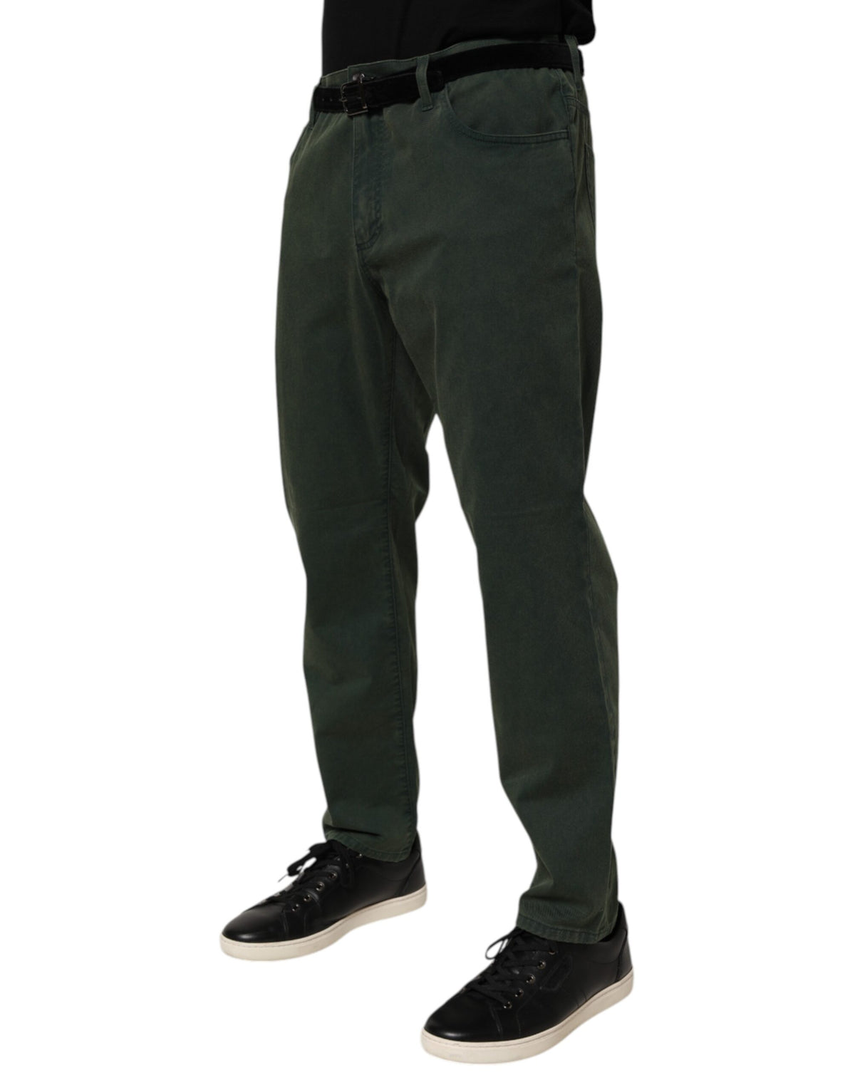 Dolce & Gabbana Dark Green Cotton Stretch Loose Denim Jeans