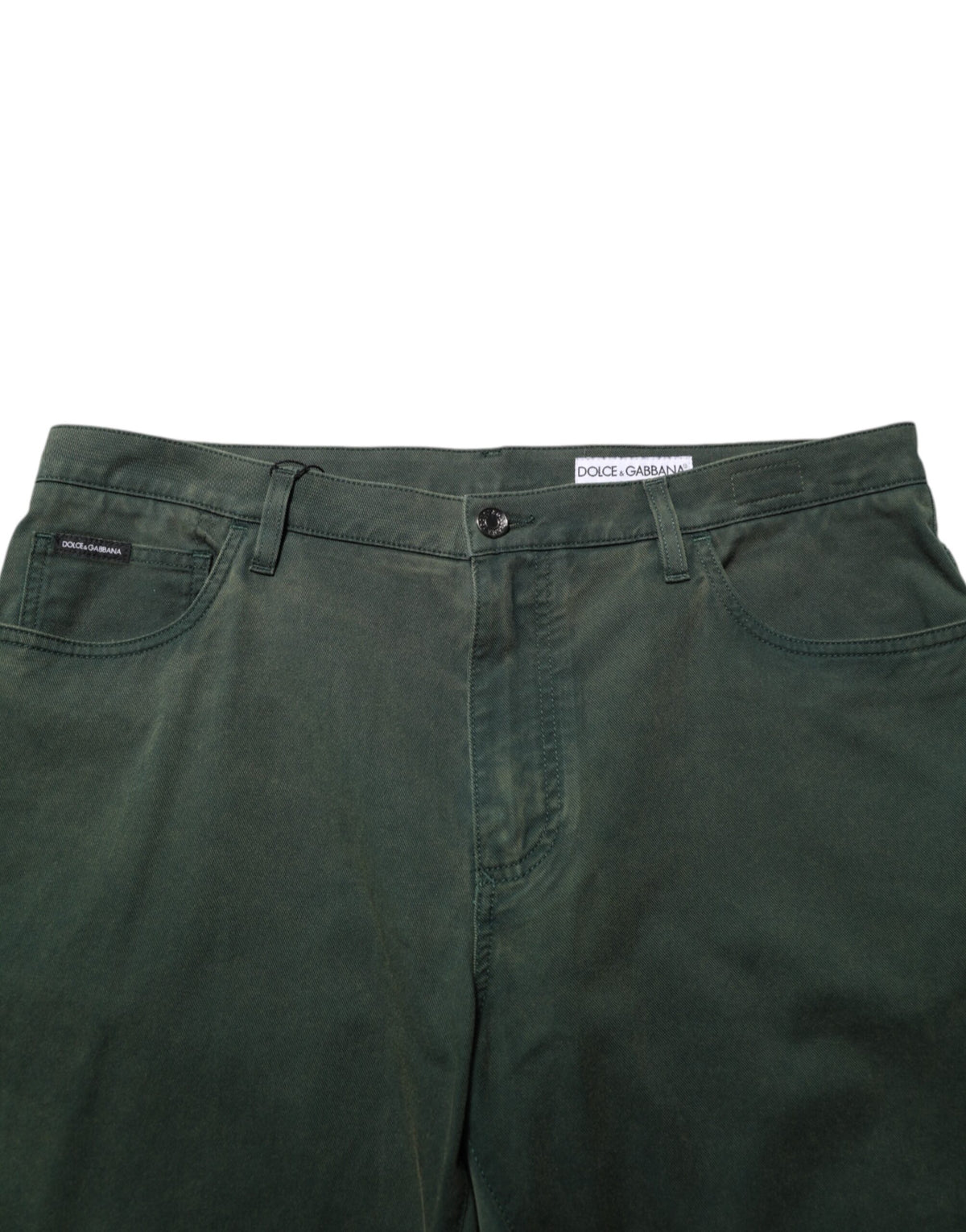 Dolce & Gabbana Dark Green Cotton Stretch Loose Denim Jeans