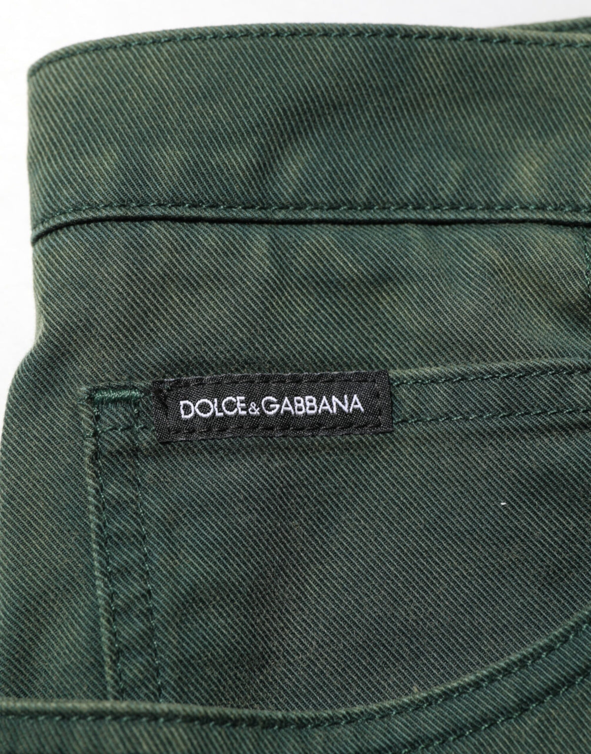 Dolce & Gabbana Dark Green Cotton Stretch Loose Denim Jeans