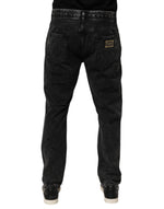 Dolce & Gabbana Black Washed Ripped Loose Cotton Denim Jeans