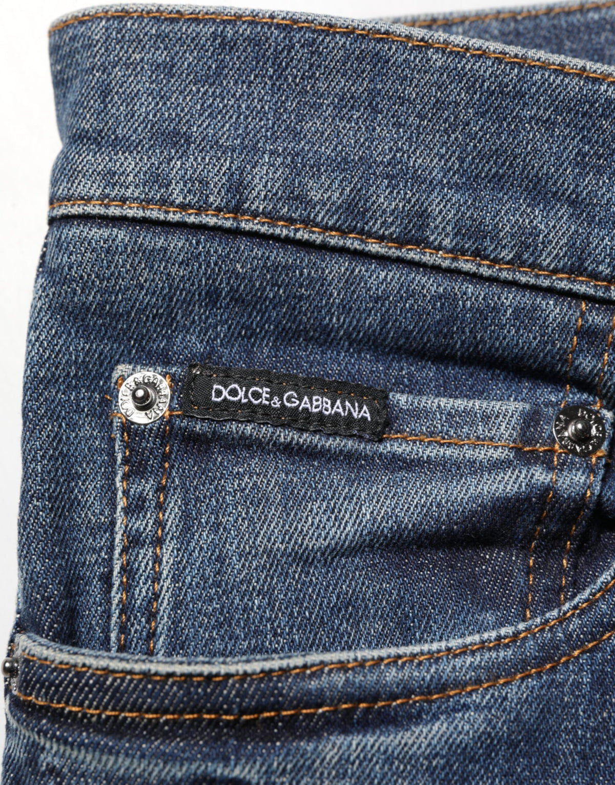 Dolce & Gabbana Blue Rabbit Embroidery Slim Men Denim Jeans