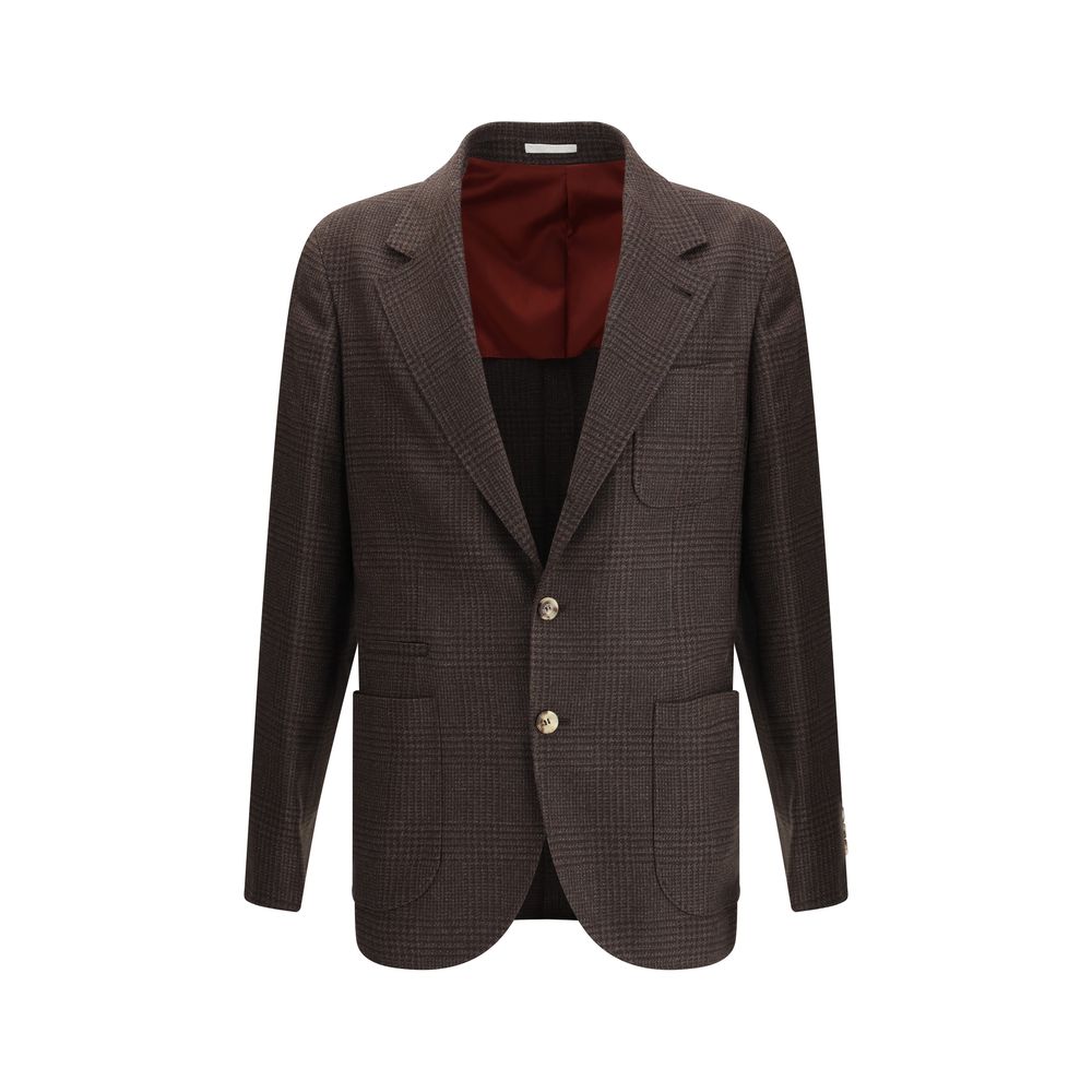 Brunello Cucinelli Prince of Wales Wool Blazer