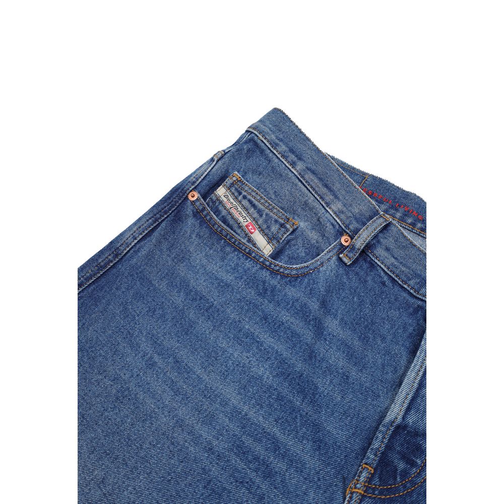Diesel Blue Cotton Relaxed Fit Jean