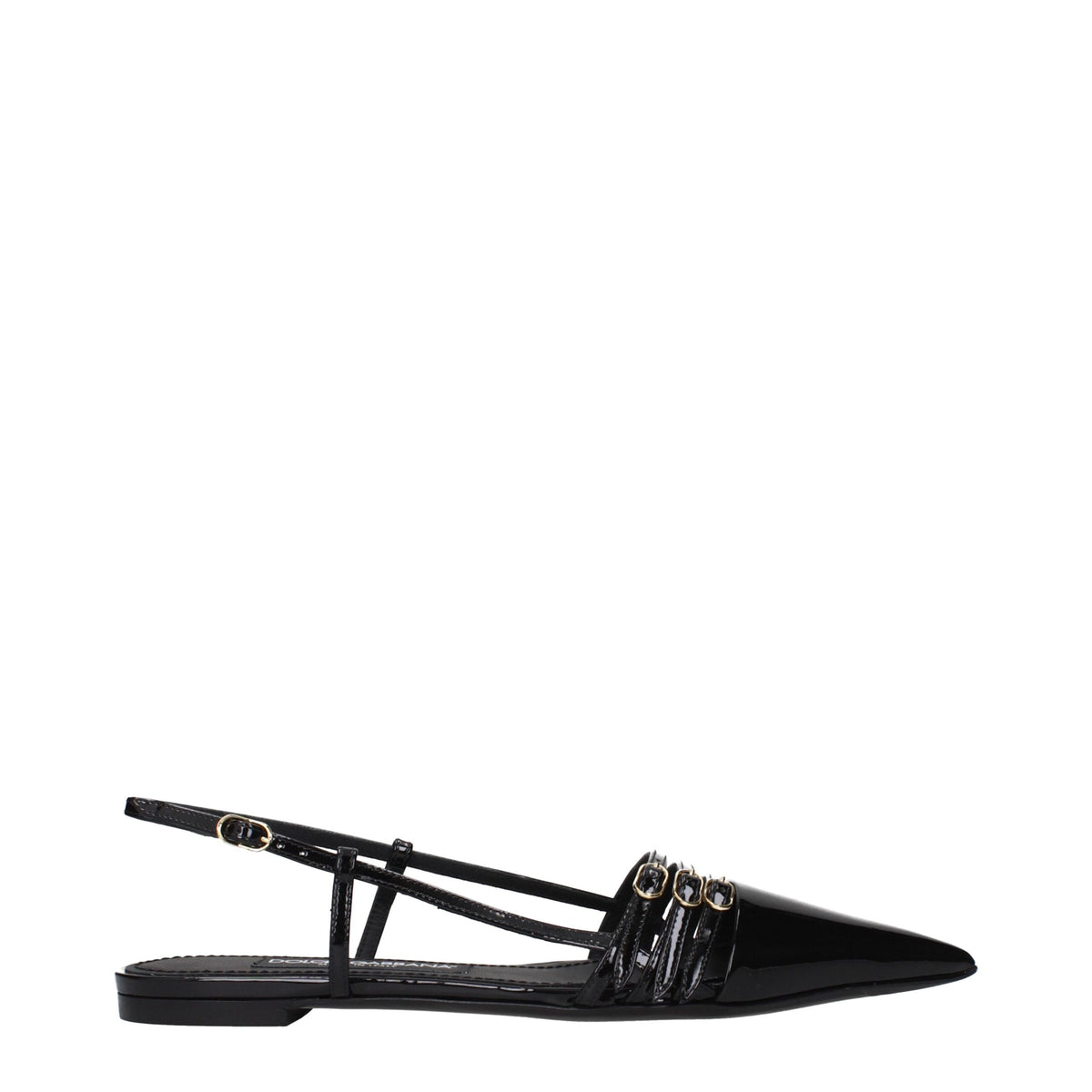 Dolce & Gabbana Black Leather Flat Sandals