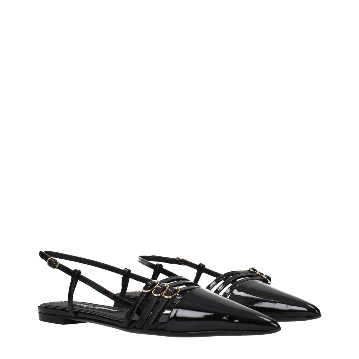 Dolce & Gabbana Black Leather Flat Sandals