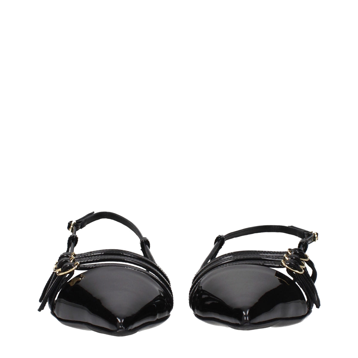Dolce & Gabbana Black Leather Flat Sandals