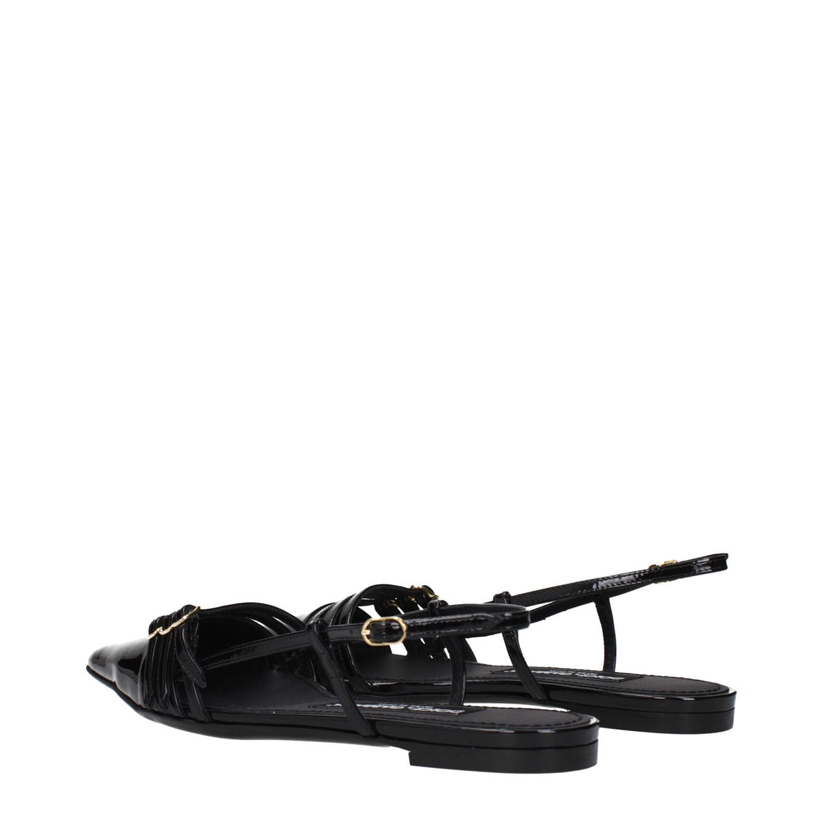 Dolce & Gabbana Black Leather Flat Sandals