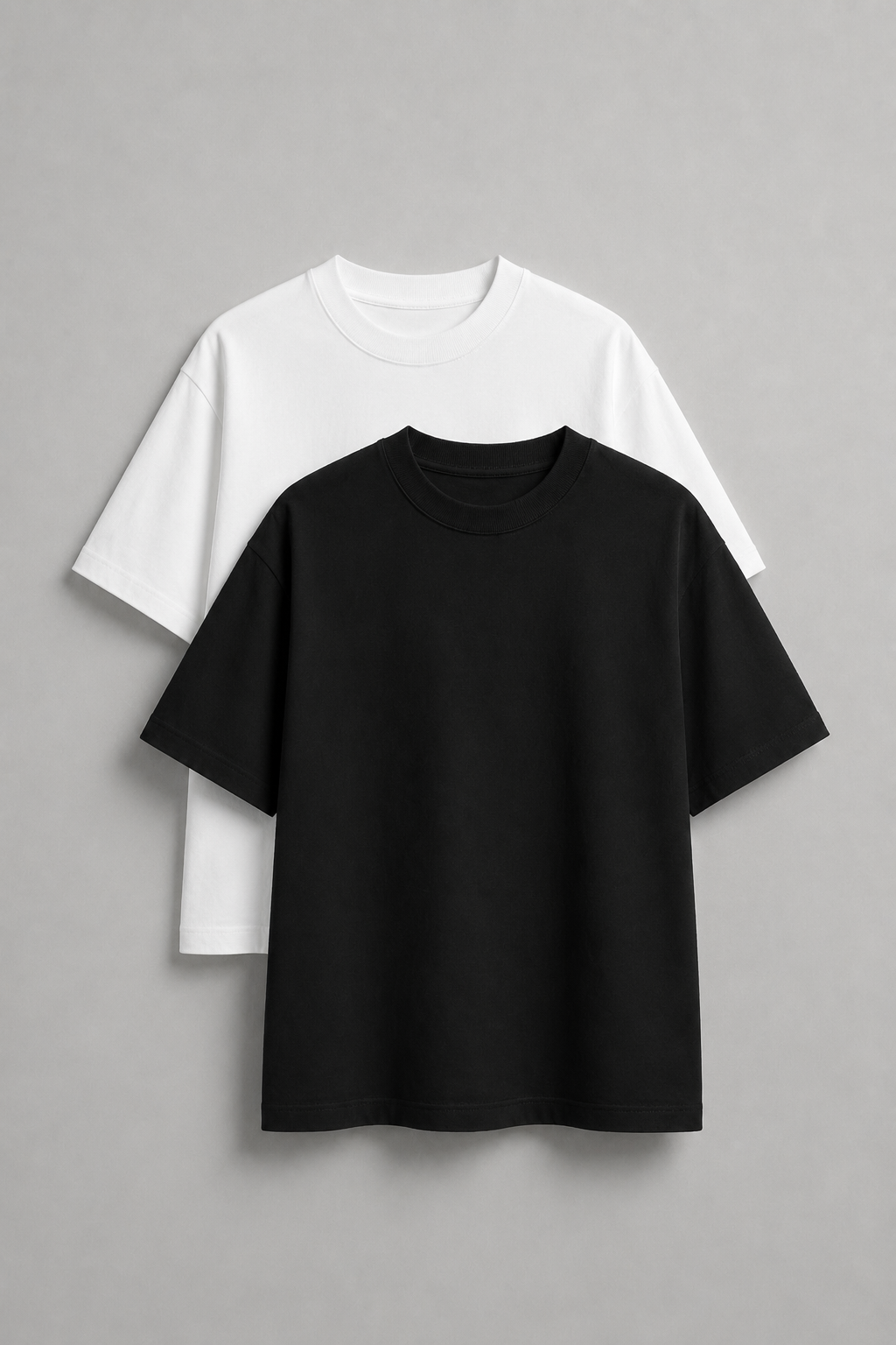 Noctilupus Premium 2-Piece Black and White Oversize Basic T-Shirt Set