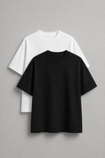 Noctilupus Premium 2-Piece Black and White Oversize Basic T-Shirt Set